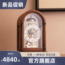 American vintage mechanical seat clock living room solid wood clock old swing piece high-end home desktop desktop placed sitting clock