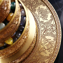 Pure copper Manzal disc handmade engraving Buddha Hall Seven precious Nepalese craftsmanship PRECIOUS STONES LARGE NUMBER WITH TRAYS