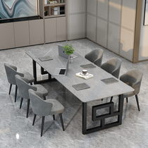 Grey Rock Board Meeting Table Marble Strip Table Office Long Table Negotiation Bench Light Extravagant Splicing Table And Chairs Combination