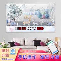 Perpetual Calendar Electronic Bell 2021 New Digital Wall-to-wall Clock Living Room Calendar Hanging Clock Home Deer Wind Landscape Painting Wall-mounted