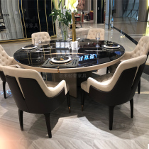 Italian light luxury post-modern dining table and chair high-end villa country garden model room Bentley round dining table furniture Oval