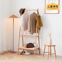 Two black wood for Green Mountain coat rack Nordic solid wood hanger floor bedroom Net red home simple cherry wood