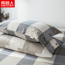 Antarctic people pair Button pillow case Cotton solid color two simple 48 * 4cm single pair cotton pillow case