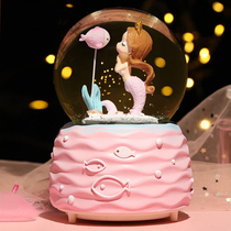 Mermaid Princess Crystal Ball Girl Music Box Snow Flower Ball Dream Music Box Little Girl Birthday Gift