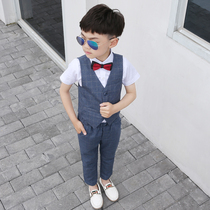 Summer boy suit suit Wedding flower girl dress Little boy suit Children host performance costume handsome