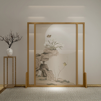 Modern Chinese screen partition simple living room hotel bedroom solid wood Mobile custom semi-transparent orchid butterfly seat screen