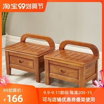 Solid wood stool home shoe changing stool at the door small wooden stool modern Chinese coffee table stool multifunctional low stool can store
