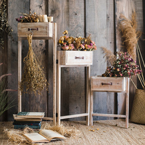 Han solid wood ladder flower frame screen partition flower plant flower pot flower arrangement landscape wedding props retro