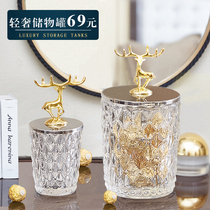 European storage tank model room living room metal glass coffee table creative candy jar American light luxury home decorations