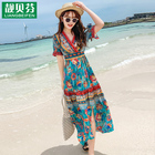 Noble lady bohemian dress 2020 new summer print beach skirt super fairy chiffon seaside holiday skirt