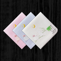 Made in Japan Embroidered womens large handkerchief Double gauze Womens handkerchief Pure cotton sweat-absorbing cotton large towel rabbit