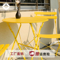 Nordic Minimalist Modern Outdoor Balcony Table And Chairs Three Sets Iron Art Sunscreen Terrace Terrace Foldable One Table Two Chairs