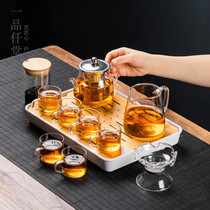 Glass tea set living room home kung fu black tea cup tea simple office meeting guest teapot small set tea tray