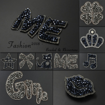 Rhinestone patch patch patch fashion heat transfer sticker Small hole decoration clothes sticker case patch embroidery black tide products