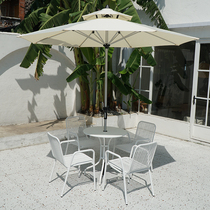 Nordic Outdoor White Table And Chairs With Umbrella Combined Outdoor Patio Balcony Waterproof Net Red Creativity Brief Casual Table And Chairs