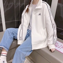 2021 Tide brand spot warehouse autumn and winter New print LOGO string splicing couple stand collar long sleeve jacket