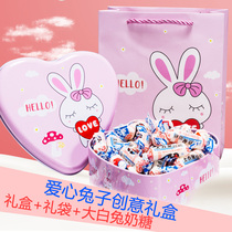 Big white rabbit toffee to send love rabbit creative gift box candy to send girlfriends and classmates gifts Tanabata Festival candy gift