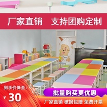 Primary school kindergarten color desks and chairs training table childrens painting table studio art tutorial class combination table