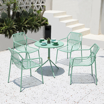 Outdoor table and chair Courtyard Net Red milk tea shop Wrought iron lounge chair Cafe Outdoor garden Balcony Terrace Small round table