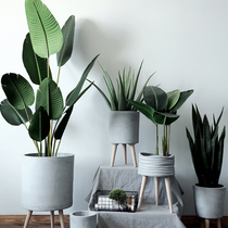 Seven Jasmine Cement Flowerpots Floor Room Large green Plants Basin Creative Nordic minimalist Living room Balcony Decoration
