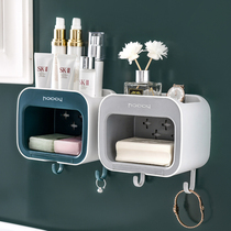 Creative soap box Wall-mounted toilet household drain soap box Large bathroom shelf Double layer free hole