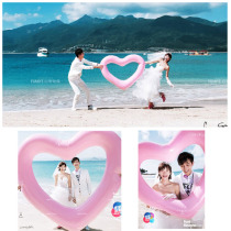 Water Photography Wedding photo Props Seaside Brigade Filming Outside Scene Writing True Themed Photo Props Pink Heart-shaped Swimming Circle