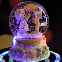 Christmas gift children's clockwork crystal ball music box rotating snowflake music box girl girl birthday gift