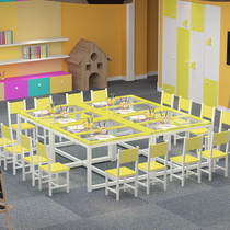 Primary school kindergarten desks and chairs student training table manual painting art tempered glass desktop reading conference table