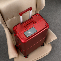 Wine Red Wedding Suitcase Bride Accompanied Wedding Box Wedding suitcase Suitcase Password Box Dowry Leather Case Pull Rod Box Tide