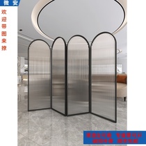 Folding mobile screen partition Living room Bathroom hall Modern simple fashion light luxury art Wrought iron glass folding screen