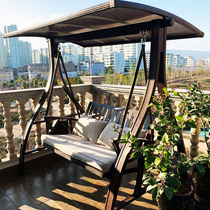 Outdoor swing rocking chair Solar wrought iron balcony leisure hanging chair Courtyard villa garden aluminum alloy double swing