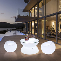 Outdoor luminous table and chairs combination minimalist modern balcony tea table and chairs casual bedroom net red hotel terrace three sets