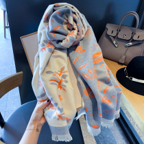 Cailin Kelin autumn and winter double-sided cashmere white color matching thick warm scarf dual-purpose shawl scarf