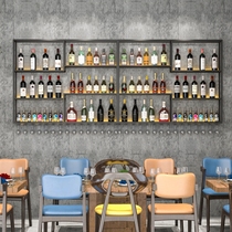 Custom bar bar retro wall-mounted wine rack Industrial wind Wrought iron wall shelf Restaurant wine hanging high