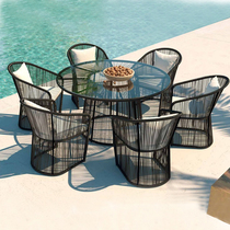 Outdoor Table And Chairs Patio Balcony Small Table And Chairs Tea Table Three Sets Outdoor Garden Casual Rattan Chair Terrace Tea Table Combination