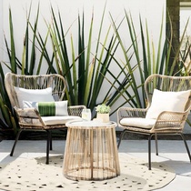 Outdoor rattan chair Table and chair combination Leisure courtyard Garden terrace coffee table Three-piece set Balcony rattan garden rattan table and chair