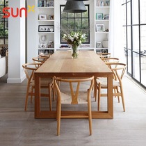 loft solid wood meeting table long table modern minimalist negotiation table new Chinese workbench desk chair combination customization