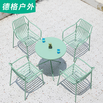 Outdoor table and chair Courtyard aluminum alloy leisure simple fresh garden bed and breakfast Net red table and chair combination Cafe Outdoor