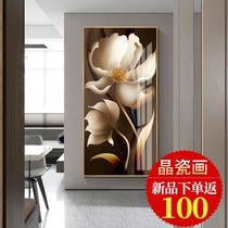 Entrance porch decoration painting modern simple living room corridor light luxury hanging painting crystal porcelain flower vertical plate corridor mural