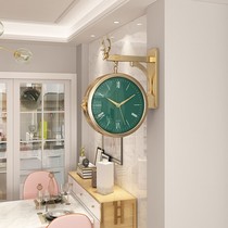 Nordic double-sided light luxury atmospheric clock modern simple wall clock fashion home living room personality creative quartz wall watch
