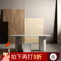 Nordic oval pole minimalist solid wood desk conference table long table minimalist Hyundai talks table training table dining table