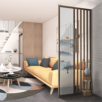 New Chinese solid wood screen partition wall Living room bedroom Modern simple entrance door brake Feng Shui decorative grille