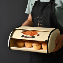 Add a bit of European vintage iron bread storage box flip bread baking box desktop biscuit snack storage box