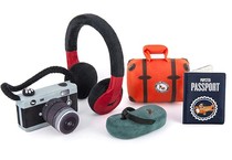 Travel series PLAY American pet dog vocal plush toy headset slippers camera passport luggage