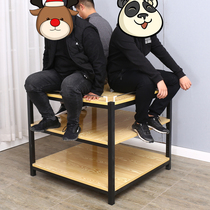 Supermarket milk pile head display rack display rack steel wood shelf beverage promotion table thickened gift box washing pile