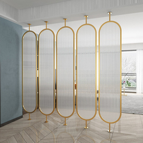 Changhong tempered glass screen Nordic living room partition Simple decoration Wrought iron door entrance partition wall rotatable
