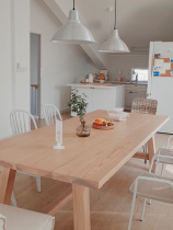 Nordic home wood multi-person dining table and chair combination modern simple meeting table desk rectangular dining table