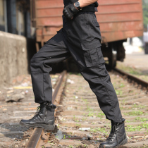 Outdoor wear-resistant black security training uniforms trousers men and women Spring and Autumn Winter tactical military pants grid overalls loose