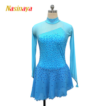 Funo 14-color custom girls adult figure skating dress performance competition examination skirt stage drill flash sky blue