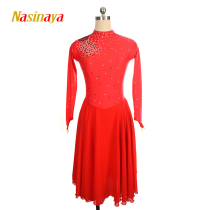 Funo 16-color custom-made children adult figure skating suit girls performance competition examination skirt long diamond red